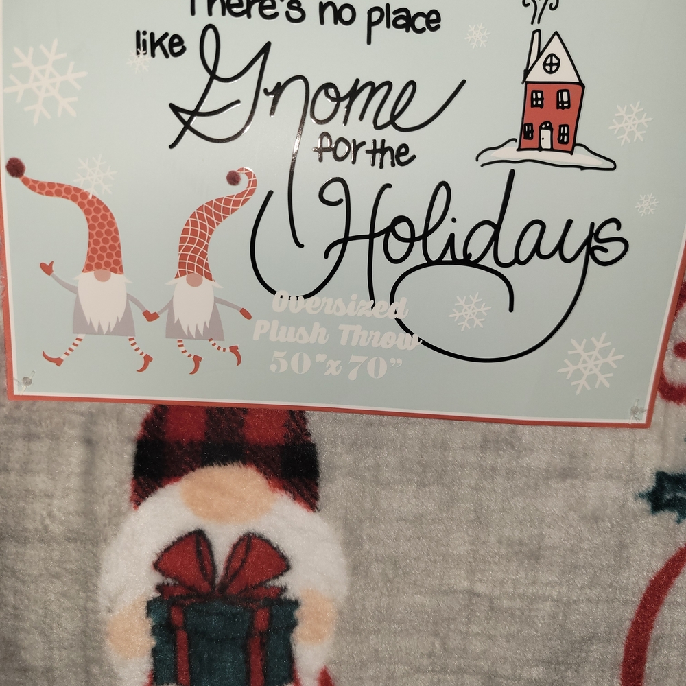 Holiday Gnome Plush Throw Blanket
